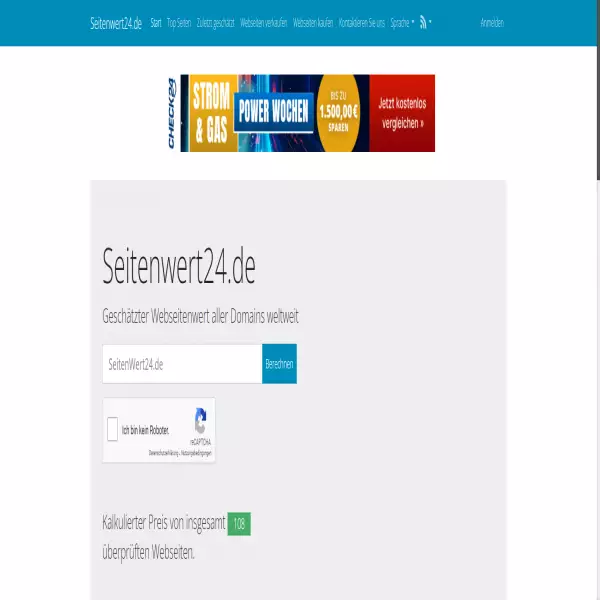 Seitenwert24.de - Erfahre wieviel Deine Webseite wert ist.